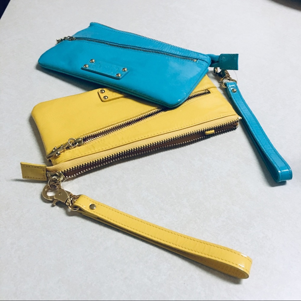 Kate Landry wristlets blue and yellow, NWOT